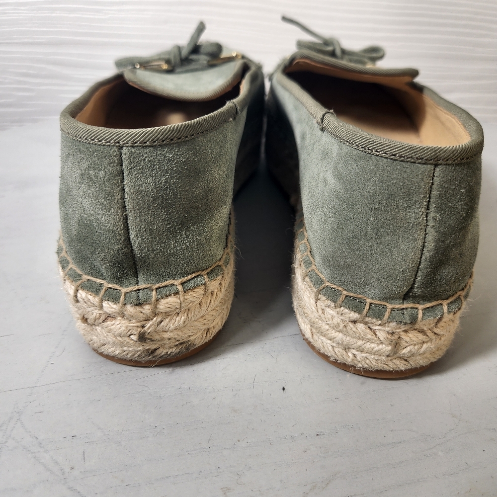 Talbots Quinn Horsebit Bow Suede Platform Espadrilles Slip On Shoes Sagebrush 7 - Picture 3 of 10
